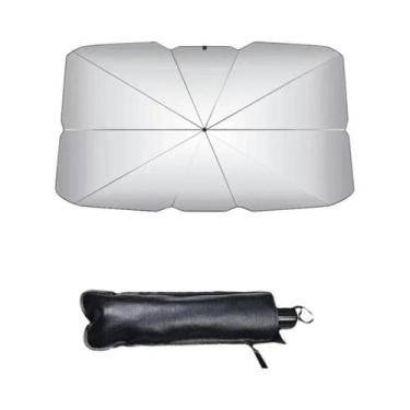 Imagem de Sombrinha De Carro Prata Estilo Guarda-Chuva Com Isolamento Térmico E 