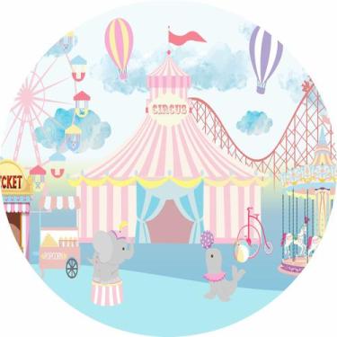 Imagem de Painel de Lona Redondo Circo Candy color - Fabrika De Festa, 140x140cm