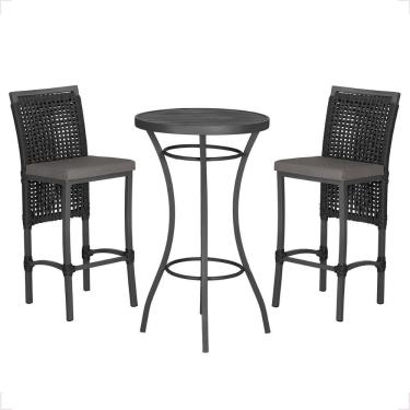 Imagem de Mesa Bistro E 2 Banquetas Roma Preta Corda Náutica 11 Preta