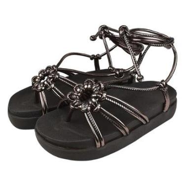 Imagem de Sandália Feminina Papete de Amarrar Plataforma Confortável Tendência Blogueira-Feminino