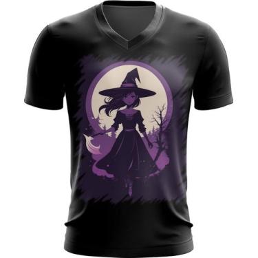 Imagem de Camiseta Gola V Bruxa Halloween Púrpura Festa 4 - Kasubeck Store, Baby