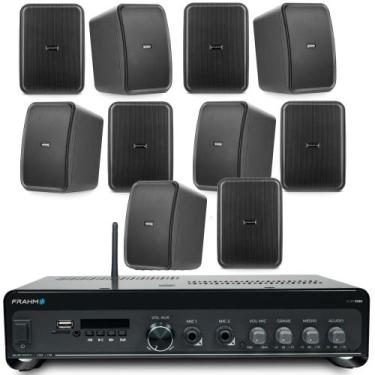 Imagem de COMP Kit Som Ambiente Bluetooth Conexão Tv + 10 Caixas Frahm CS5 80 Wa