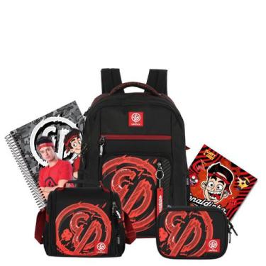 Imagem de Kit Mochila Costas Enaldinho Youtuber Lancheira E Estojo Box - Luxcel,