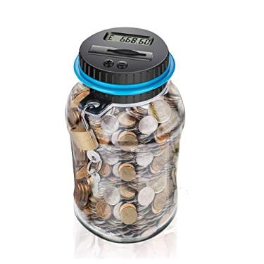 Imagem de Jueshanzj Cofrinho digital, cofrinho digital, cofrinho grande para crianças, adultos, meninos, meninas, como presente no Natal, aniversário, dia de ano novo com cadeado