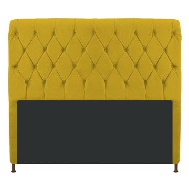Imagem de Cabeceira Cristal 140 Cm Casal Com Capitonê Suede Amarelo
