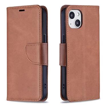 Imagem de GSYH Capa para iPhone 13Mini/13/13 Pro/13 Pro Max, capa carteira de couro legítimo com suporte para cartão de crédito com fecho magnético TPU à prova de choque Folio Flip Capa, marrom, 13pro 15,1 cm