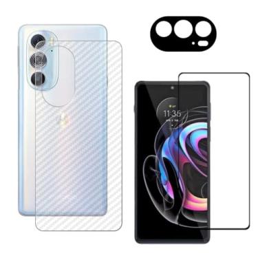 Imagem de Película de Cerâmica 9D Premium + Película Traseira Skin Traseira Carbono + Película de Câmera Compatível Com Moto Edge 30 Pro - (Hard Glass Store)