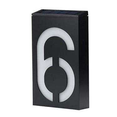 Imagem de Lâmpada de parede flutuante 3D de 17,8 cm com número de placa solar de 0 a 9 LEDs para endereço de rua, estrada, porta para casa, ao ar livre, com bateria, à prova d'água, liga automaticamente ao anoitecer