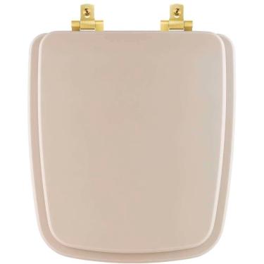Imagem de Assento Sanitário Mdf Soft Close Boss Beige (Bege Fosco) Para Vaso Incepa Com Ferragem Dourada