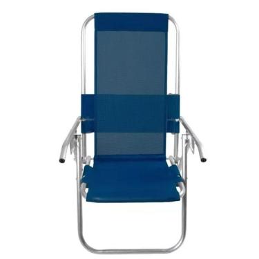 Imagem de Cadeira De Praia Alumínio Reclinável Reforçada 150kg- azul marinho