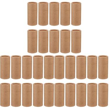 Imagem de 30 peças tubos de papel kraft de 100ml com tampa caixas de papelão garrafa de óleo essencial caixa de embalagem de presente caixas de armazenamento de chá recipientes de papel kraft para artesanato lá