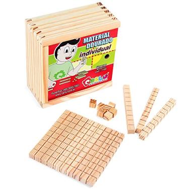Imagem de Carlu Brinquedos - Material Dourado - Matemática Jogo Educativo da Madeira, 5+ Anos, 1111 Peças , Multicolorido, 1231