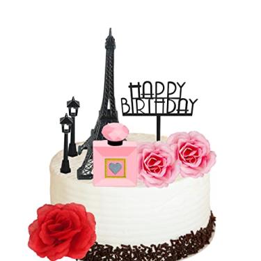 Imagem de MEMOVAN Topo de Bolo de Paris, Torre Eiffel, 18 cm, 8 Peças, Decoração de Bolo Rosa para Festas, Aniversários, Despedida de Solteira, Tema Paris França