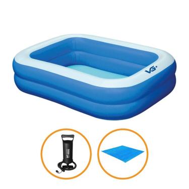 Imagem de Piscina Inflável Retangular Azul 302 Litros com Bomba e Forro Pvc Vg+