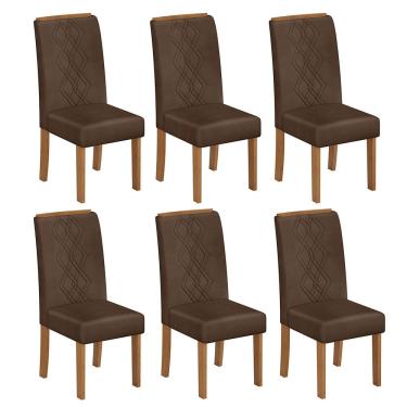 Imagem de Conjunto com 06 Cadeiras Ayla Freijó Veludo Moca DJ Móveis