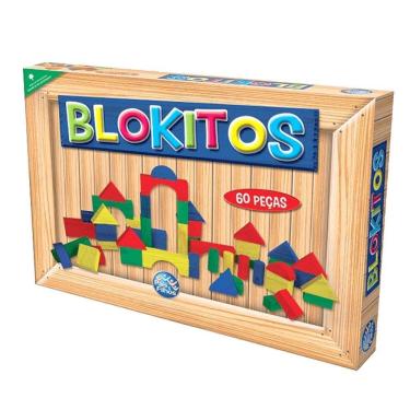 Imagem de Bloco De Montar Blokitos De Madeira Brinquedo 60 Peças