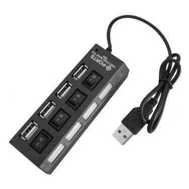Imagem de Hub Usb 4 Portas Extensor Hi-Speed 480 Mbps Usb 2.0 Preto - Exbom