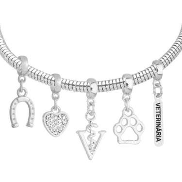 Imagem de Pulseira Profissão Veterinária Banhado a Prata 925 - WORK SEMIJOIAS, 1