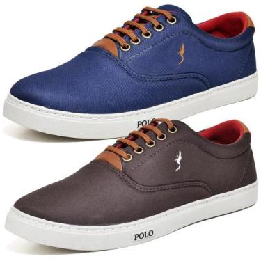 Imagem de Sapatênis Masculino Casual Confortável Lona Polo Blu Kit 2, 40, Azul, 