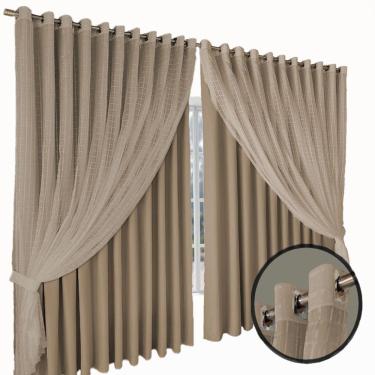 Imagem de cortina blecaute para sala e quarto Jade 8,00 x 2,90 bege