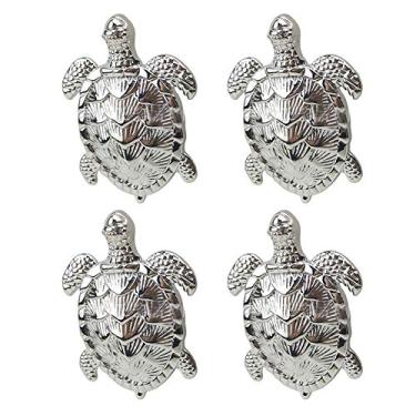 Imagem de brandname Laide Ocean Turtles Dresser Knobs Handles Zinc Alloy for Drawer Cabinet Door Pull Beach Sea Theme Home Decor 4 Pieces (Silver)
