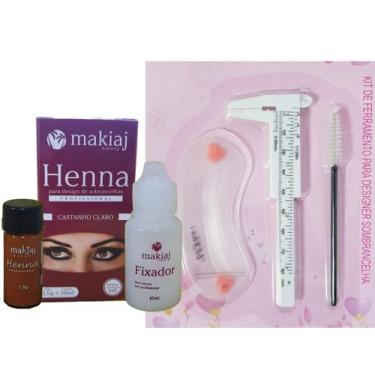 Imagem de Kit henna sobrancelha profissional com fixador Makiaj, Efeito Natural 