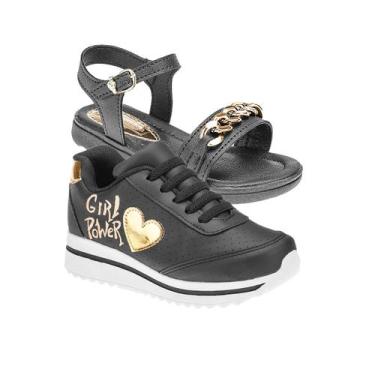 Imagem de Tenis de Menina e Sandália Escolar - KIT 2 PARES Tam 24 ao 34 - sapati