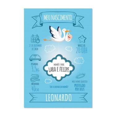 Imagem de Placa Personalizada MDF Nascimento Menino 30x40cm - Quartinhos