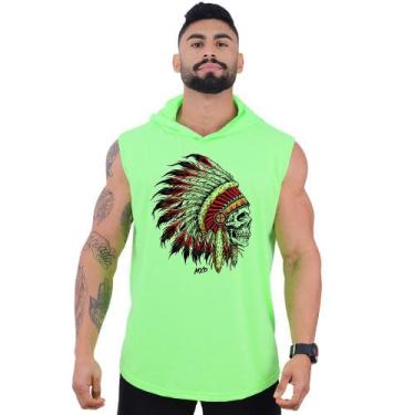 Imagem de Regata Longline com Touca Masculina MXD Conceito Caveira Chefe Indígen