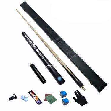 Imagem de Taco de sinuca de madeira de freixo de 147 cm, taco de sinuca, taco de sinuca profissional para esportes de mesa de sinuca, bar de bilhar de madeira (um taco de sinuca + acessórios + caixa de tacos,