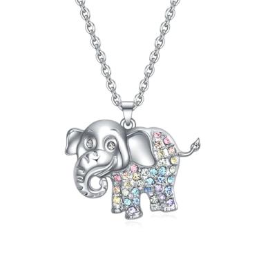 Imagem de Colar cavalo/gato/axolote/unicórnio/guaxinim/canguru/t-rex/elefante/chihuahua/golden retriever/coala/cabra/vaca, presentes para meninas e mulheres, lindo colar de cristal colorido grande animal