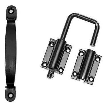 Imagem de Puxador e Trinco p/ Porta Camarão - Preto - ECL