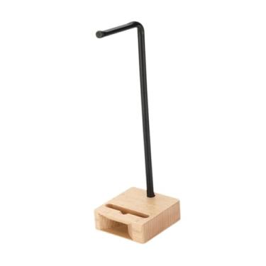 Imagem de BaotyJie Fone de fone de ouvido amplificador de som de madeira base de madeira elegante e fone de ouvido leve cabide de fone de ouvido para jogos de estúdio de