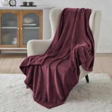 Imagem de Cobertor de Lã Bedsure Twin Size Burgundy - 300GSM - Leve e Acolhedor