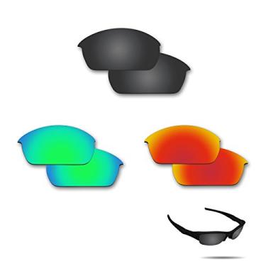 Imagem de Fiskr Lentes polarizadas de substituição para óculos de sol Oakley Flak Jacket (OO9008) com resistência a impactos, proteção contra raios UV e proteção multifuncional (preto furtivo, vermelho fogo e