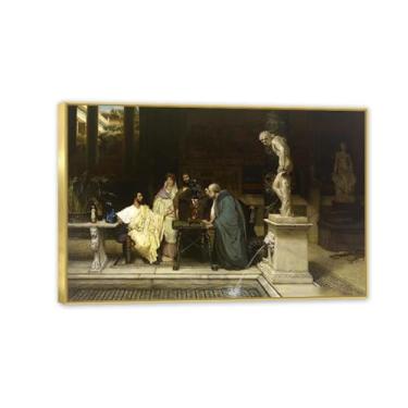 Imagem de MOBYAT Moldura dourada An Art Lover por Lawrence Alma Tadema Prints, reprodução de pintura a óleo, impressão giclée em tela, arte de parede pronta para pendurar para decoração de quarto de casa. 75 x
