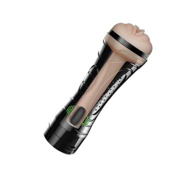 Imagem de Masturbador Masculino com Vibrador, Formato Lanterna, Material Cyberskin