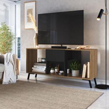 Imagem de Rack Sala Escritório Tv até 50" 136cm 1 Gaveta Preto/Mel - Prodecor