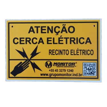 Imagem de Placa indicativa atenção perigo cerca elétrica pvc