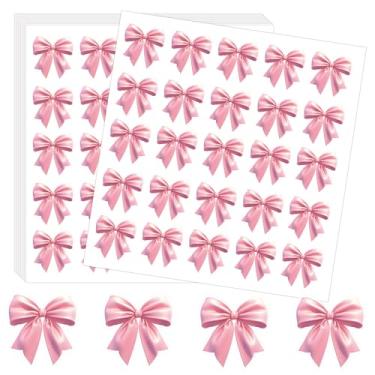 Imagem de 500 pçs adesivo de laço rosa aquarela laço selo adesivo bonito coquete laço papel decalque autocolante autocolante rosa coquete laço adesivos envelope embrulho de presente (rosa)
