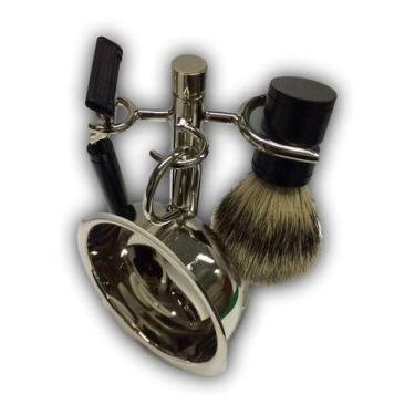 Imagem de Kit Barba Vintage Retrô Barbearia Metal Pincel Banheiro Tige - Tacolan