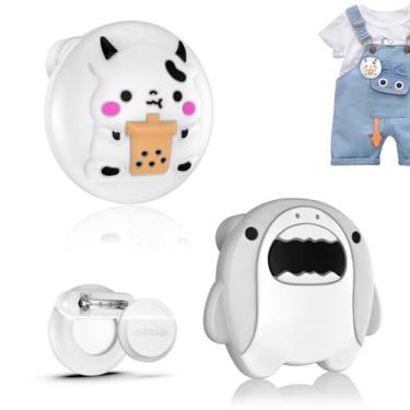 Imagem de (Pacote com 2) compatível com suporte AirTag para crianças, capa de silicone macio à prova d'água com suporte de etiqueta de ar oculto para crianças, idosos, coleira de animais de estimação, roupas