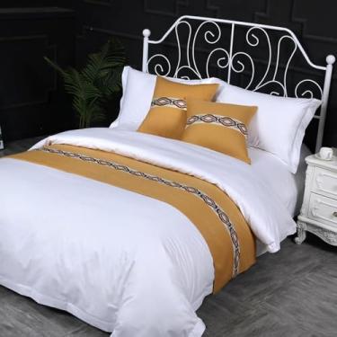 Imagem de Cachecol de corredor de cama de hotel, simples, cor sólida, cachecol, sem desbotamento, cobertas, proteção de cama macia, decoração de quarto de casa, corredores de cama para o pé da cama, amarelo, 2