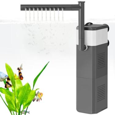 Imagem de VILLNO Filtro de aquário grande e potente de 20 W, filtro ajustável para aquário de 40 a 80 litros com esponjas bioquímicas, filtros de água submersíveis de peixe/tartaruga, filtração/oxigenação