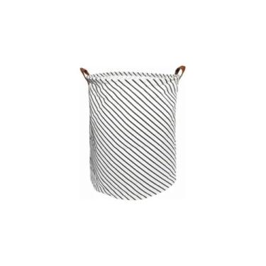 Imagem de Cesto Organizador Multiuso Roupa Suja Brinquedos Listrado