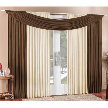 Imagem de Cortina Alana Para Varão Tecido Malha Gel 3,00m X 2,50m Tabaco e Palha