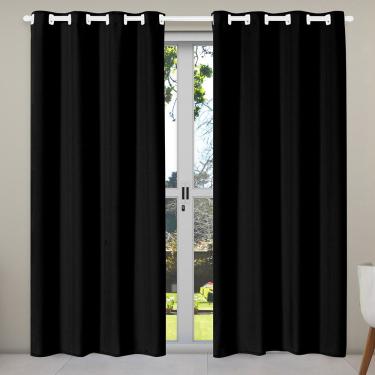 Imagem de Cortina Isa Varão Tecido Oxford 2,80M X 2,30M P/ Porta Balcão - Preto