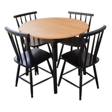 Imagem de Jogo De Jantar Colonial Brisa Mesa 90cm Com 4 Cadeiras Em Madeira Rust