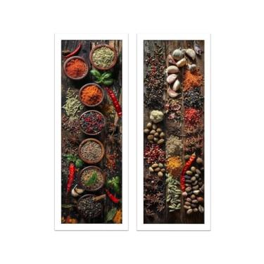 Imagem de Kit 2 Quadros cozinha, bistrô, área gourmet, churrasco, temperos (Brancas)