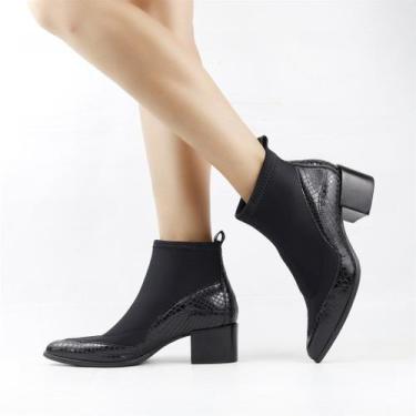 Imagem de Bota Cano Baixo Lycra Snake - Confortaria, Preto, 35